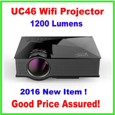Новый wi-fi проектор UC46 UNIC 1200 Люмен Лучший Малый 800*480 VGA HD СВЕТОДИОДНЫЙ Проектор |