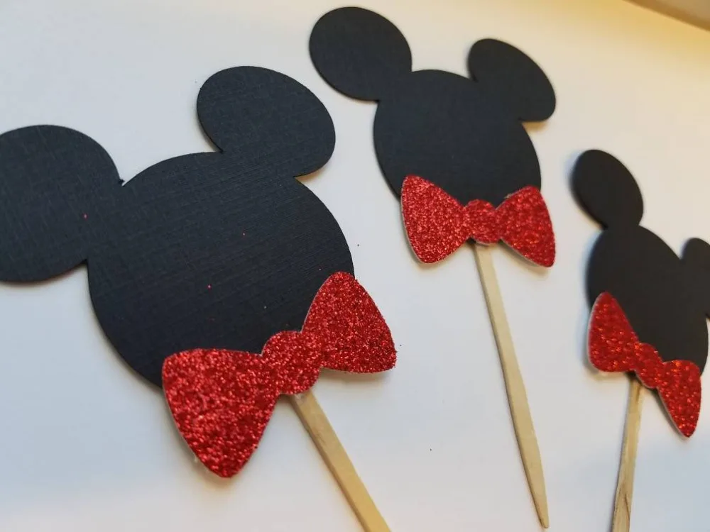 10pcs Gentleman bow Mickey cupcake toppers. Black and red Mickey cupcake toppers.Party Decoration
10pcs Gentleman bow Mickey cupcake toppers. Black and red Mickey cupcake toppers.Party Decoration