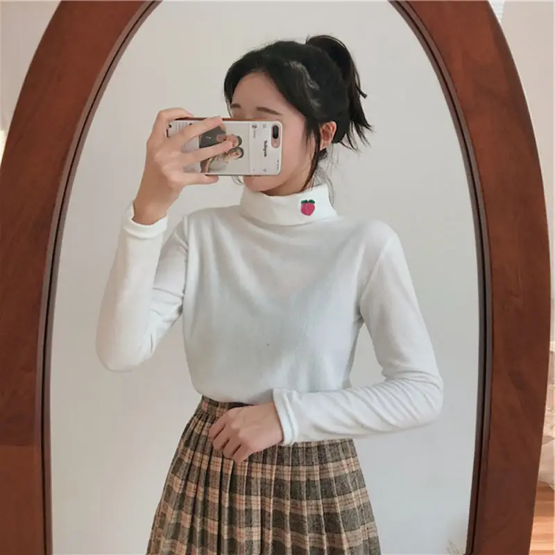 Womens Solid Turtleneck Casual Tops Autumn Long Sleeve Embroidered Tee Shirt Female Spring T-Shirt
Womens Solid Turtleneck Casual Tops Autumn Long Sleeve Embroidered Tee Shirt Female Spring T-Shirt