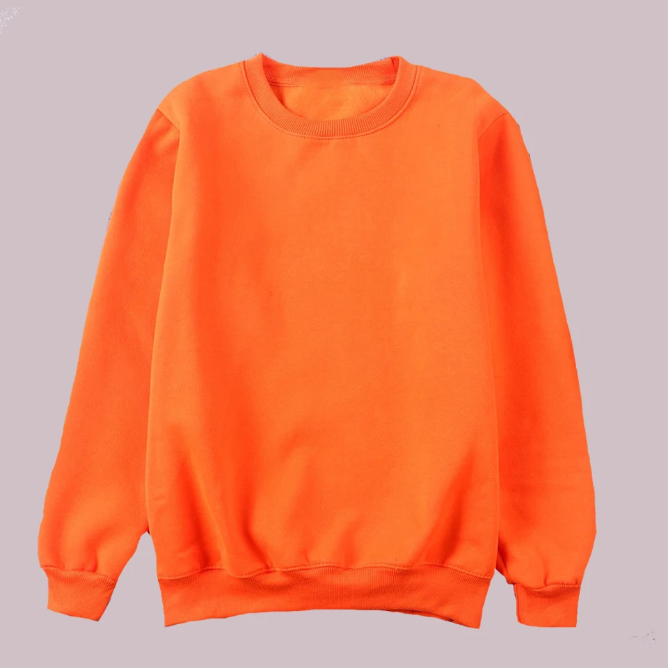 YUNY Mens Solid Winter Hood Couples Pullover Sweatshirt Top Orange S