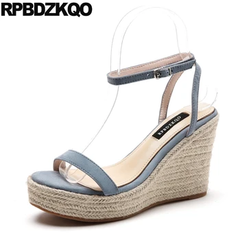 genuine leather blue slingback shoes espadrilles rope high heels women fashion ankle strap pumps platform wedge sandals summer
genuine leather blue slingback shoes espadrilles rope high heels women fashion ankle strap pumps platform wedge sandals summer
