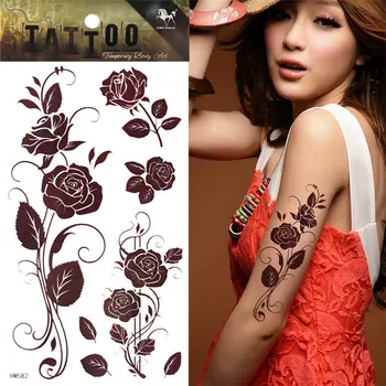 1pcs Brown Rose Tattoo Temporary Henna Tattoo Sticker Body Art tatuagem tatuaje
1pcs Brown Rose Tattoo Temporary Henna Tattoo Sticker Body Art tatuagem tatuaje