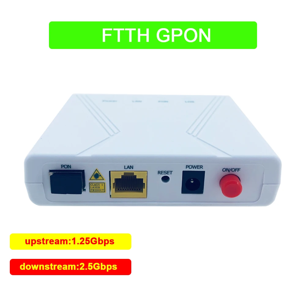 ftth GPON ONU ONT 1GE GPON 1port Single LAN Port OLT 1.25G Gpon ZTE Chipset Fiber to home FTTB compatible with various GPON OLT
ftth GPON ONU ONT 1GE GPON 1port Single LAN Port OLT 1.25G Gpon ZTE Chipset Fiber to home FTTB compatible with various GPON OLT