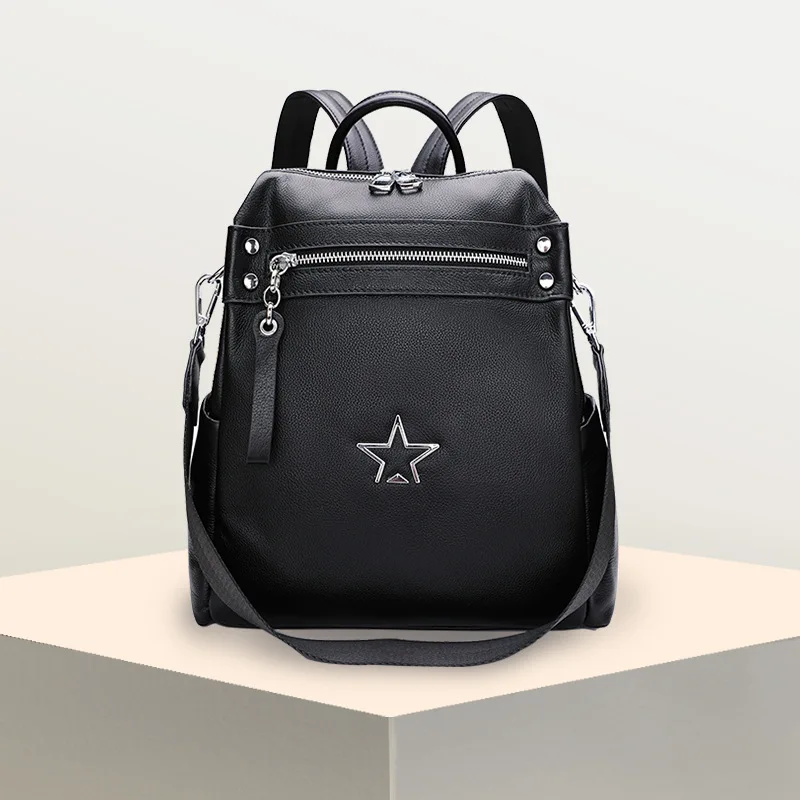 Women's new leather multi-function large-capacity travel backpack Joker leather pattern five-pointed star vertical backpack
Women's new leather multi-function large-capacity travel backpack Joker leather pattern five-pointed star vertical backpack