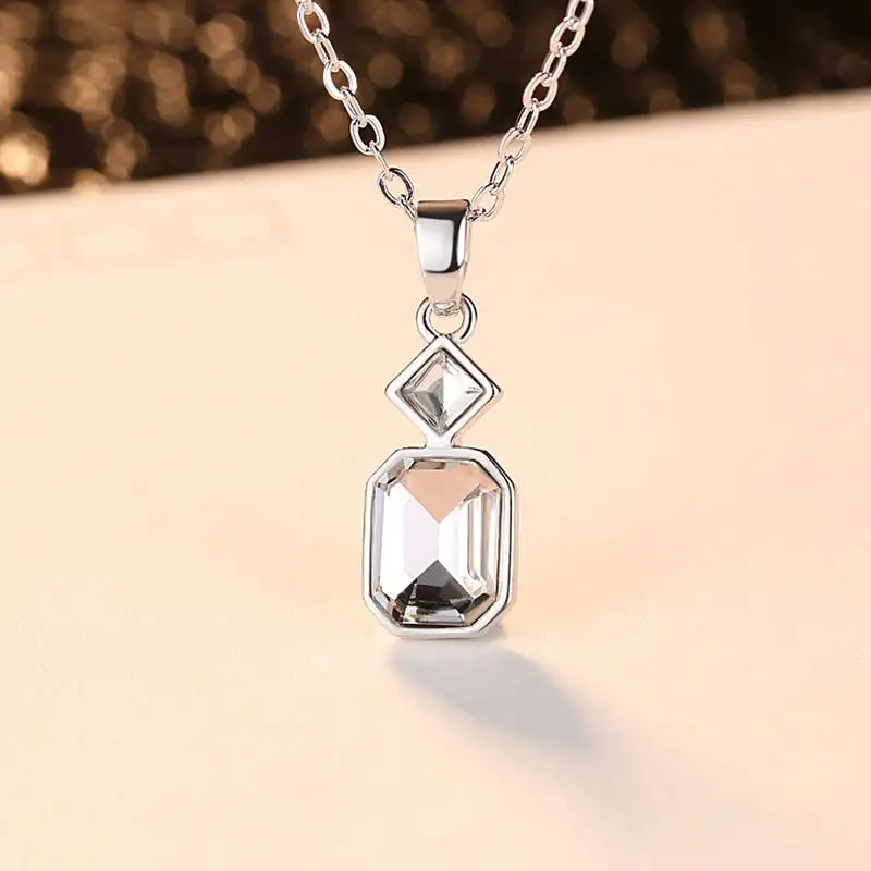 Dovolov White Gold Color AAA Zircon Square Wedding Necklace for Girl Vintage Wedding Pendant for Women
Dovolov White Gold Color AAA Zircon Square Wedding Necklace for Girl Vintage Wedding Pendant for Women