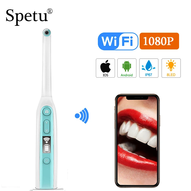 Spetu HD 1080P 2MP 8Led WiFi Oral Intraora Endoscope Camera Oral Dental Pick Tool Visual Inspection Instrument IP67 Waterproof
Spetu HD 1080P 2MP 8Led WiFi Oral Intraora Endoscope Camera Oral Dental Pick Tool Visual Inspection Instrument IP67 Waterproof