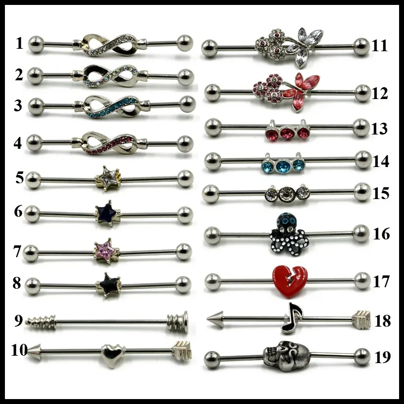 Industrial corazón en plata-pendiente de 316l acero quirúrgico piercing Heart