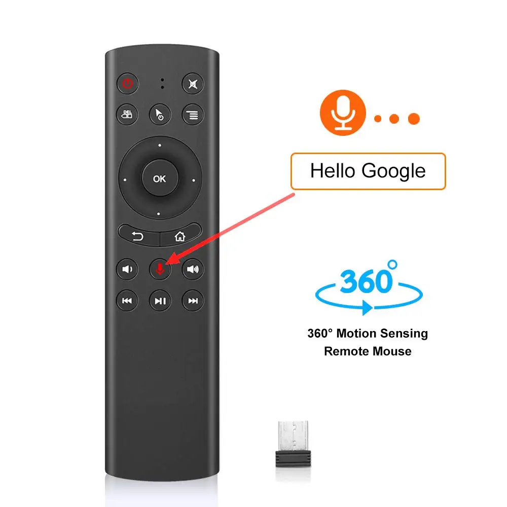 Voice Remote Control G20S 2.4G Wireless Mini Keyboard Sensing Air Mouse Google Microphone with IR Learning for Android9.0 TV Box
Voice Remote Control G20S 2.4G Wireless Mini Keyboard Sensing Air Mouse Google Microphone with IR Learning for Android9.0 TV Box