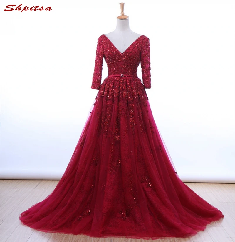 Red Long Sleeve Lace Prom Dresses 2017 Tulle Beaded Graduation Party Evening Dress Gowns vestido formatura longo
Red Long Sleeve Lace Prom Dresses 2017 Tulle Beaded Graduation Party Evening Dress Gowns vestido formatura longo