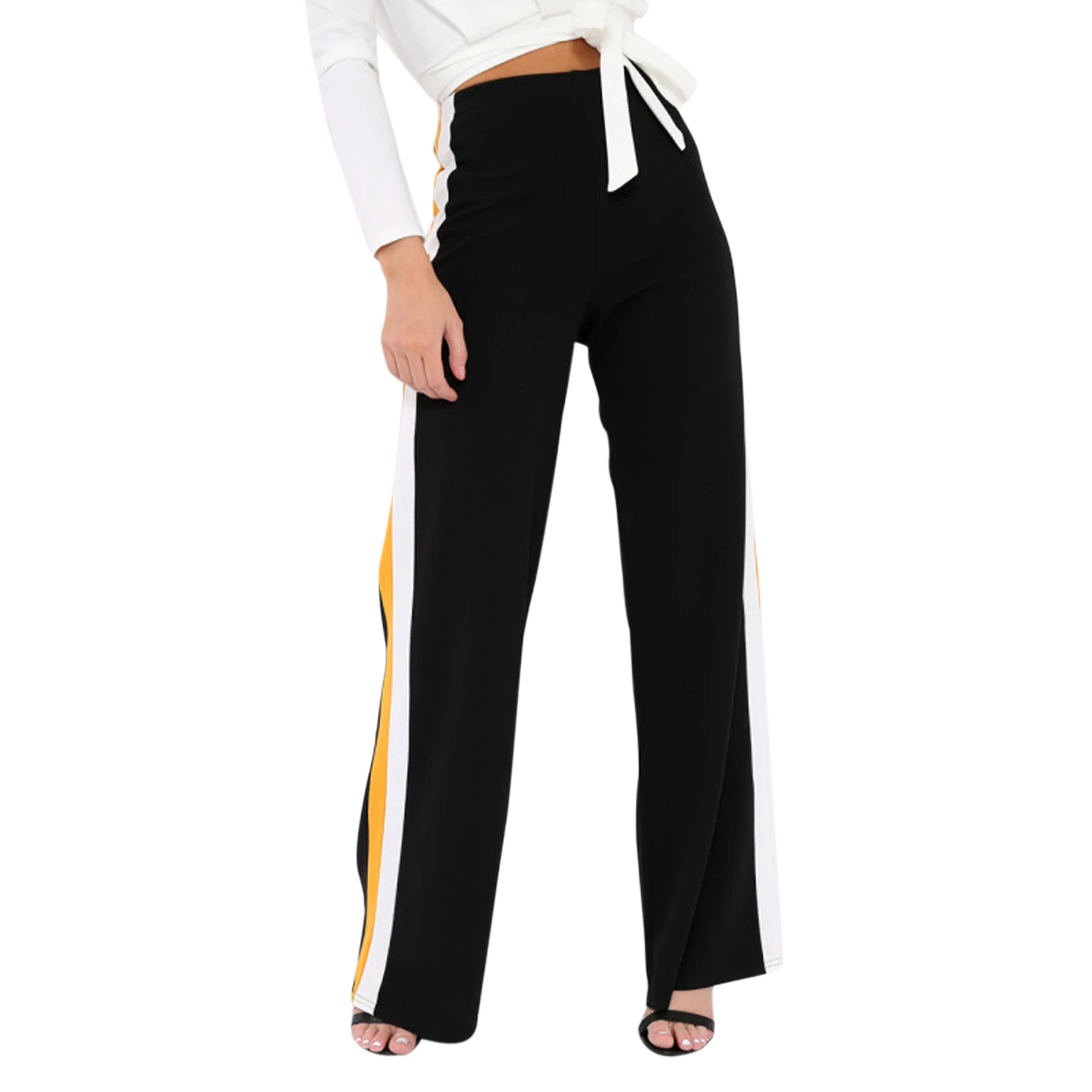 Women Fashion High Waist Side Stripe Patchwork Trousers Ladies Casual Contrast Colored Splicing Long Wide Leg Pants Stretch Le
Women Fashion High Waist Side Stripe Patchwork Trousers Ladies Casual Contrast Colored Splicing Long Wide Leg Pants Stretch Le