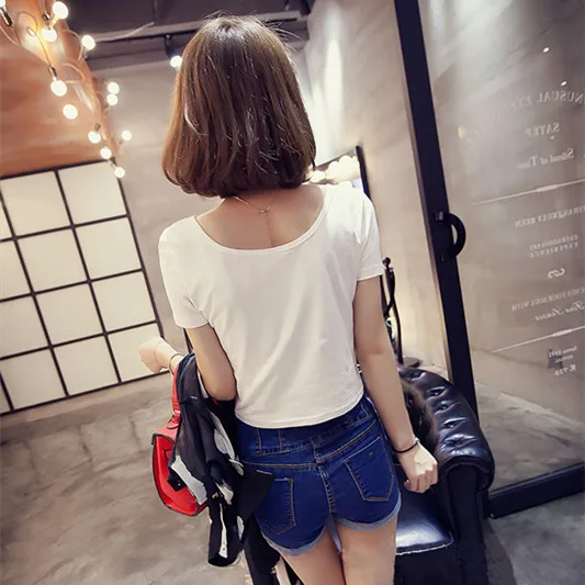 Black & White Solid Color O Neck Sexy Short Sleeve T-Shirt Slim Short Tops Tee shirt Women tight t shirt
Black & White Solid Color O Neck Sexy Short Sleeve T-Shirt Slim Short Tops Tee shirt Women tight t shirt