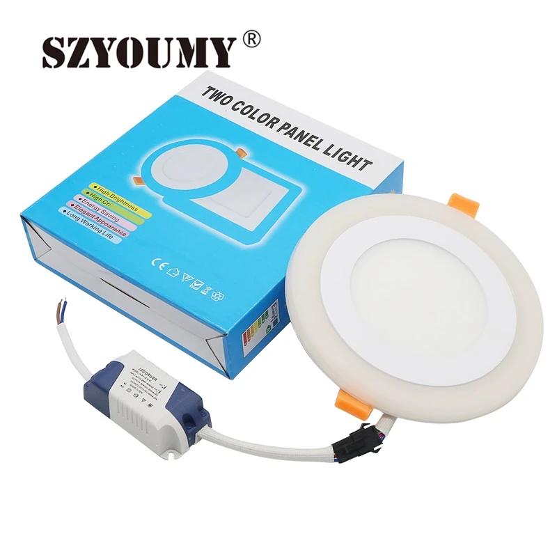 SZYOUMY Ultra Slim 6W 9W Dual Color RGB LED Panel Light Concealed Cool Warm White Lamp Square Round Ceiling Light AC85-265V
SZYOUMY Ultra Slim 6W 9W Dual Color RGB LED Panel Light Concealed Cool Warm White Lamp Square Round Ceiling Light AC85-265V