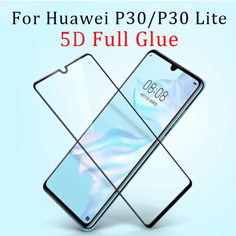 Чехол 5d из закалённого стекла с полной проклейкой для huawei p30 lite Защитная пленка