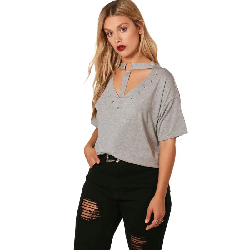 plus size western style fashion solid rivet short sleeve 3XL-7XL large size V-neck overweight woman's Casual summer T-Shirt
plus size western style fashion solid rivet short sleeve 3XL-7XL large size V-neck overweight woman's Casual summer T-Shirt