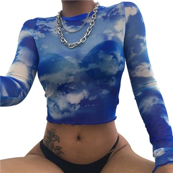 2019 Women's Ladies Summer Long Sleeve Shirt New Mesh Sexy Short Crop Top Blouse Tops Casual Blouses Slim Fit Blue Clubwear
2019 Women's Ladies Summer Long Sleeve Shirt New Mesh Sexy Short Crop Top Blouse Tops Casual Blouses Slim Fit Blue Clubwear