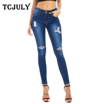 TCJULY New Design Casual Ripped Jeans For Women Skinny Push Up Stretch Pencil Pants With Holes Streetwear Slim Washed Blue Jeans
TCJULY New Design Casual Ripped Jeans For Women Skinny Push Up Stretch Pencil Pants With Holes Streetwear Slim Washed Blue Jeans