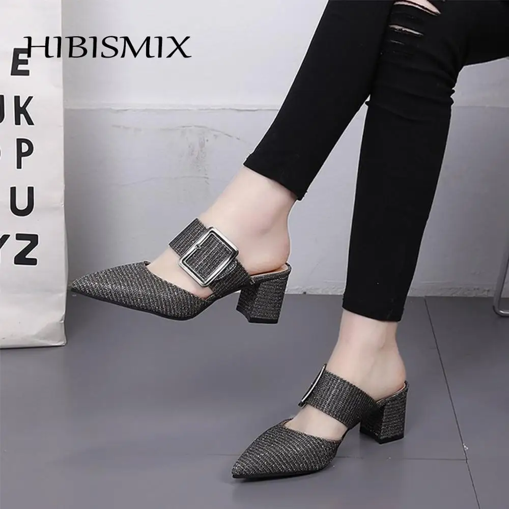 HIBISMIX Fashion Bling Women High Heels Mules 2019 Summer Pointed Toe Buckle Sequined Cloth Women Shoes 2010
HIBISMIX Fashion Bling Women High Heels Mules 2019 Summer Pointed Toe Buckle Sequined Cloth Women Shoes 2010
