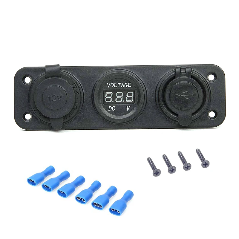 12V Car DC Digital Voltmeter Switch Panel + Dual USB 2 Port Charger + DC12V Power Socket Three Port Panel for Boat Motorcycle
12V Car DC Digital Voltmeter Switch Panel + Dual USB 2 Port Charger + DC12V Power Socket Three Port Panel for Boat Motorcycle