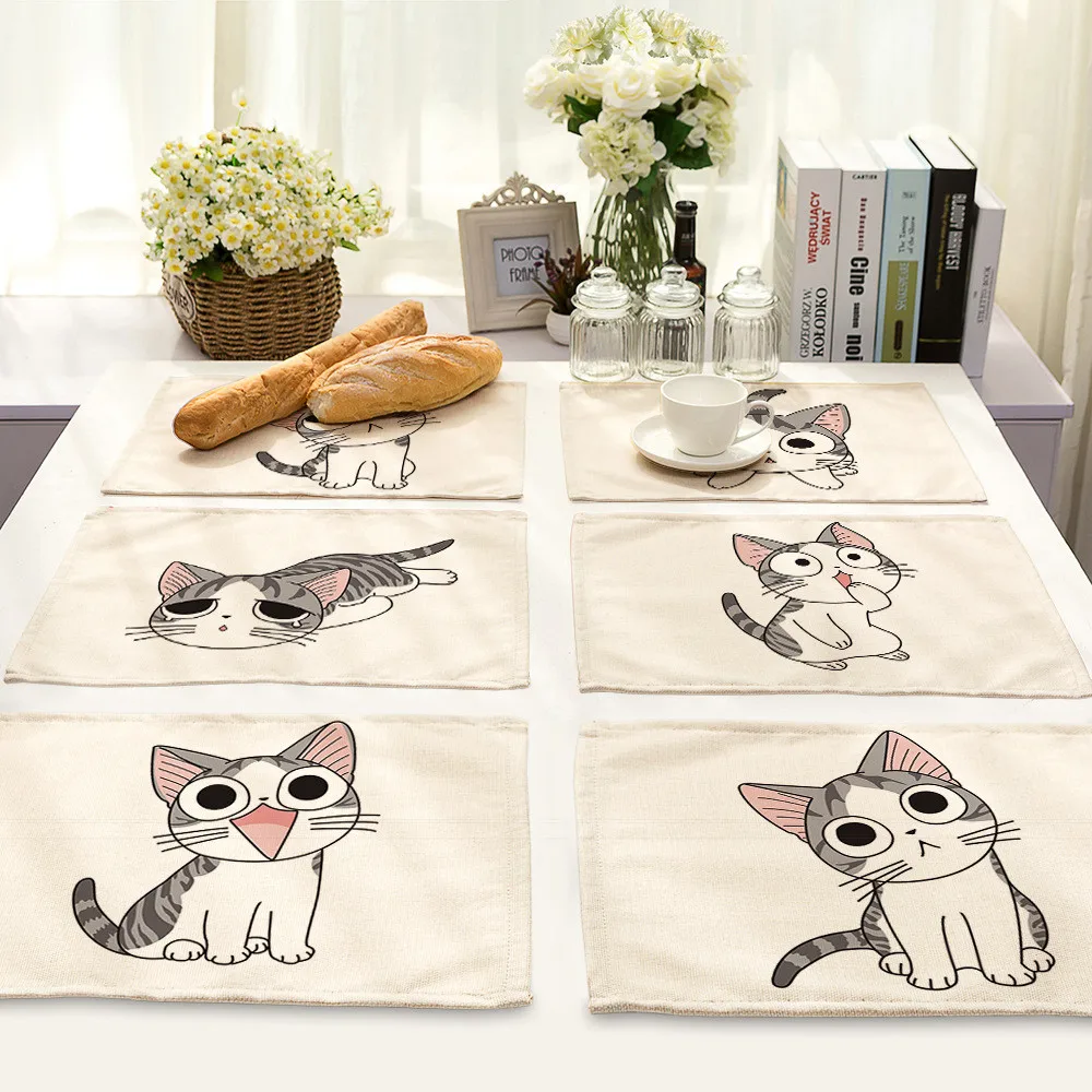 Cute Emoji Cat Pattern Nature Linen Table Mats For Dining Table Placemat Bowl Cup Coasters Kitchen Accessories
Cute Emoji Cat Pattern Nature Linen Table Mats For Dining Table Placemat Bowl Cup Coasters Kitchen Accessories