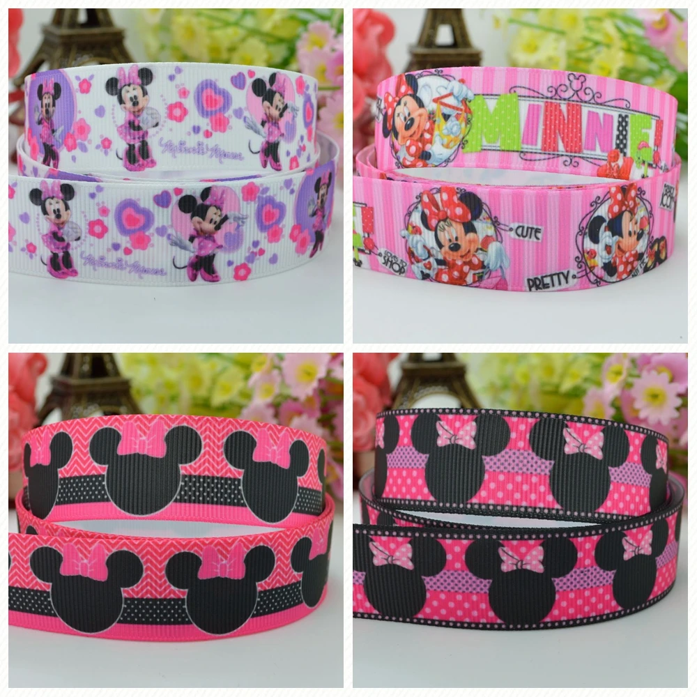 DUWES 7/8 "22 мм 2 5 10 20 50 ярдов Минни мультфильм напечатанный grosgrain лента бант для