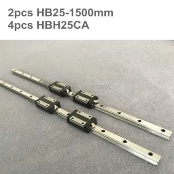 HGR 2 pcs linear guide HB25 1500mm Linear rail and 4 pcs HBH25CA linear bearing blocks for CNC parts
