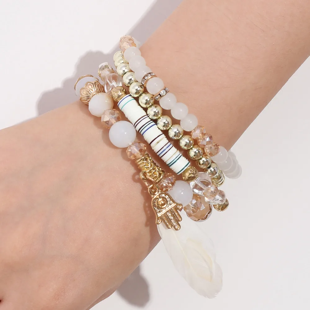 4pcs/set Multiple Layers Beads Crystal Feather Tassel Bracelets For Woman Fashion Pulsera Mujer Charm Bracelet Gifts 2018 New
4pcs/set Multiple Layers Beads Crystal Feather Tassel Bracelets For Woman Fashion Pulsera Mujer Charm Bracelet Gifts 2018 New