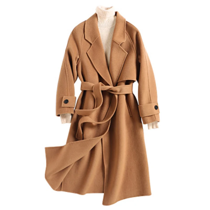 wool blends long winter coat turn-down collar adjustable belt women office work wear elegant double-sided wool coat plaid Jacket
wool blends long winter coat turn-down collar adjustable belt women office work wear elegant double-sided wool coat plaid Jacket