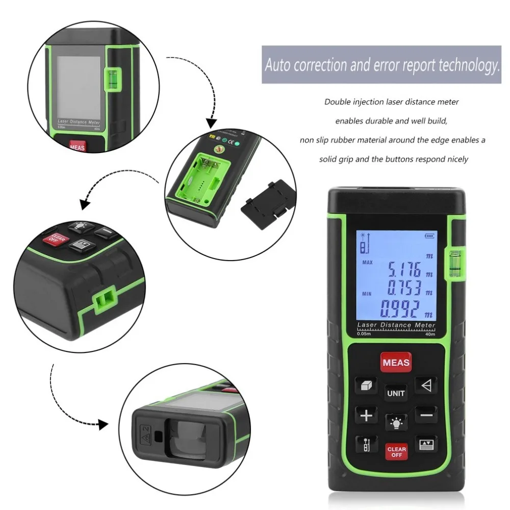 1 PCS Digital Laser Distance Meter Laser Point Rangefinder Distance Meter Measure Tape Range/Area/Volume/Pythagorean theorem
1 PCS Digital Laser Distance Meter Laser Point Rangefinder Distance Meter Measure Tape Range/Area/Volume/Pythagorean theorem