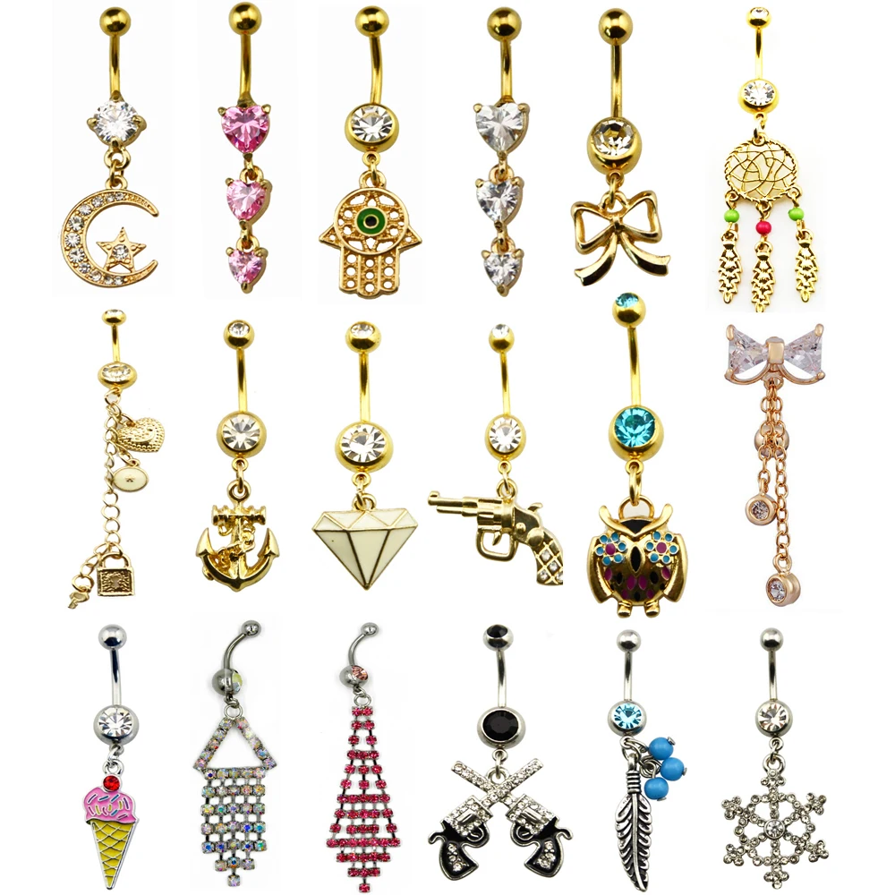 1pc Charming Belly Button Rings Surgical Steel Gold Moon Star Gun Navel Piercing Snow Heart Dangling Hand Belly Body Jewelry 14g
1pc Charming Belly Button Rings Surgical Steel Gold Moon Star Gun Navel Piercing Snow Heart Dangling Hand Belly Body Jewelry 14g