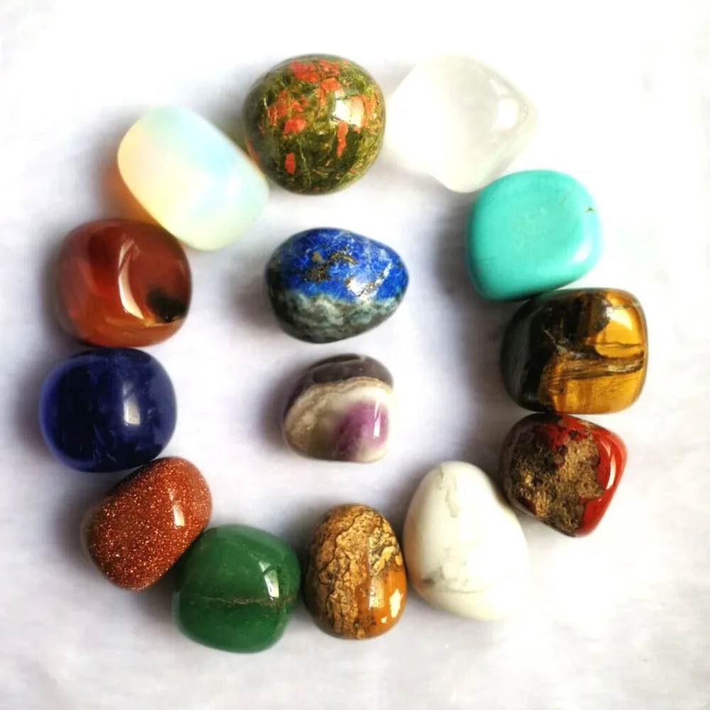 

Wholesale 24pcs/lot Assorted Crystal Quartz Unakite Obsidian Tumble Natural Stone Point Beads Chakra Healing Reiki Free Shipping