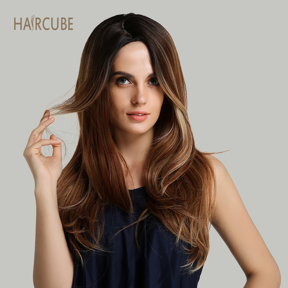 Haircube 24" Long Straight Synthetic Fiber Hair Women's Wig Beautiful Ombre Colors with Dark Roots Natural Side Parting
Haircube 24" Long Straight Synthetic Fiber Hair Women's Wig Beautiful Ombre Colors with Dark Roots Natural Side Parting