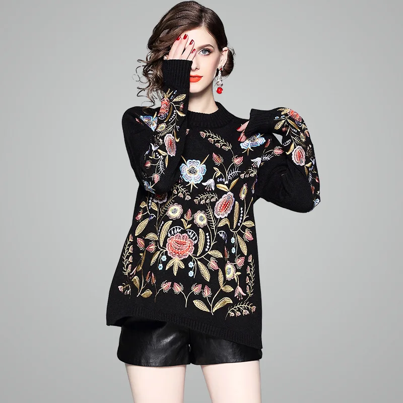 Sweater Women Knitwear 2018 Autumn New Women's Bottoming Round Neck Pullover Flowers Embroidery Casual Loose Sweater Female
Sweater Women Knitwear 2018 Autumn New Women's Bottoming Round Neck Pullover Flowers Embroidery Casual Loose Sweater Female