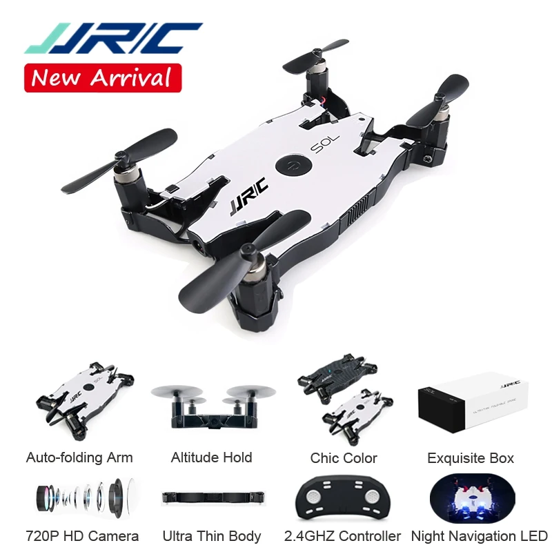 

JJRC JJR/C H49 SOL Ultrathin Wifi FPV Selfie Drone 720P Camera Auto Foldable Arm Altitude Hold RC Quadcopter VS H37 H47 E57