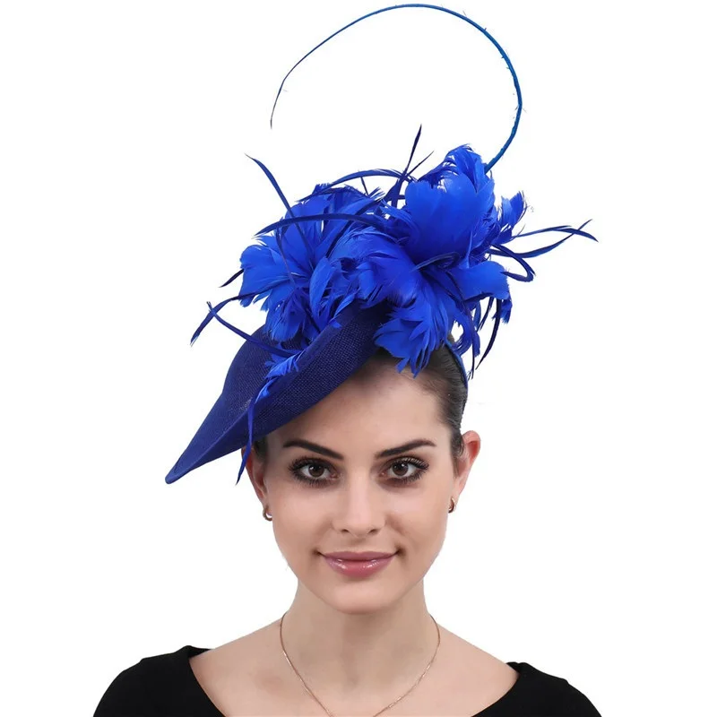 

women's feathers millinery hats fascinator Imitation sinamay derby kentucky caps bridal married elegant headpieces for occasion