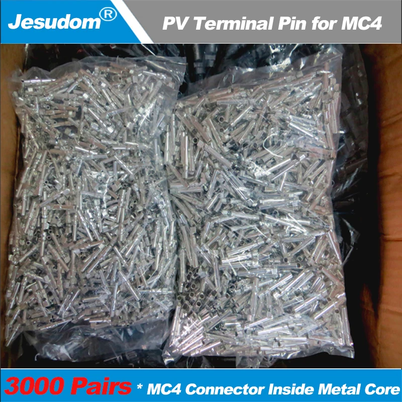 Jesudom 3000Pairs/6000Pieces x MC4 Male and Female Pin Inside Metal Core use for Solar Cable Connect MC4 Terminal Pin for MC4
Jesudom 3000Pairs/6000Pieces x MC4 Male and Female Pin Inside Metal Core use for Solar Cable Connect MC4 Terminal Pin for MC4