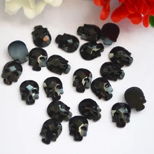 Nail Art Strass Cristal Strass Flatback Non Hotfix Cristaux Noir 6*8mm 10 pièces tête De Crâne Pierres bricolage 3D Gemme décoration(China)