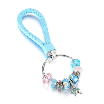 KEORMA New Trendy Rainbow Series Pendant & Charms Beads Key Chain with Blue Leather Chain Women Fine Charms Key Chain Accessory
KEORMA New Trendy Rainbow Series Pendant & Charms Beads Key Chain with Blue Leather Chain Women Fine Charms Key Chain Accessory