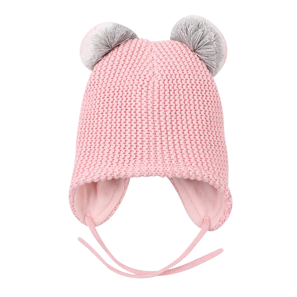 Winter Warm Baby Beanie Hat Cute Earflap Toddler Girls Hat with Pompom Fleece Lined Knit Kids Boys Hat Baby Girls Clothing 6-24M (14) -