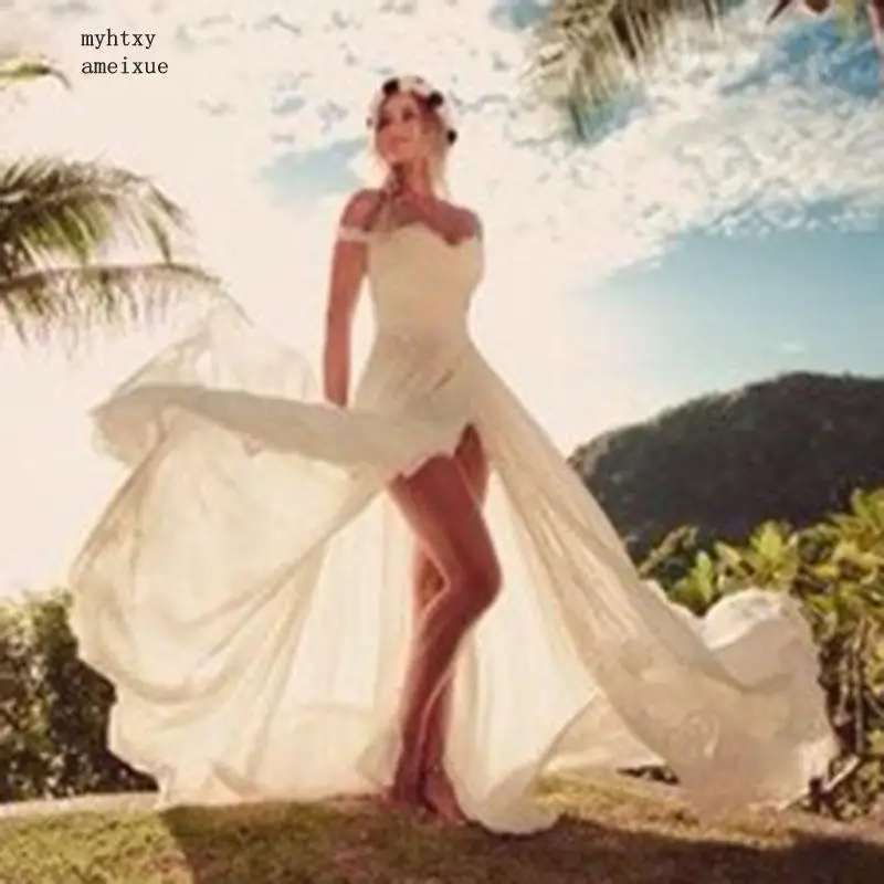 Sexy Beach Wedding Dress Off The Shoulder High Side Split Sweetheart Appliques A-line Simple Boho Bride Dress Wedding Gown 2020
Sexy Beach Wedding Dress Off The Shoulder High Side Split Sweetheart Appliques A-line Simple Boho Bride Dress Wedding Gown 2020