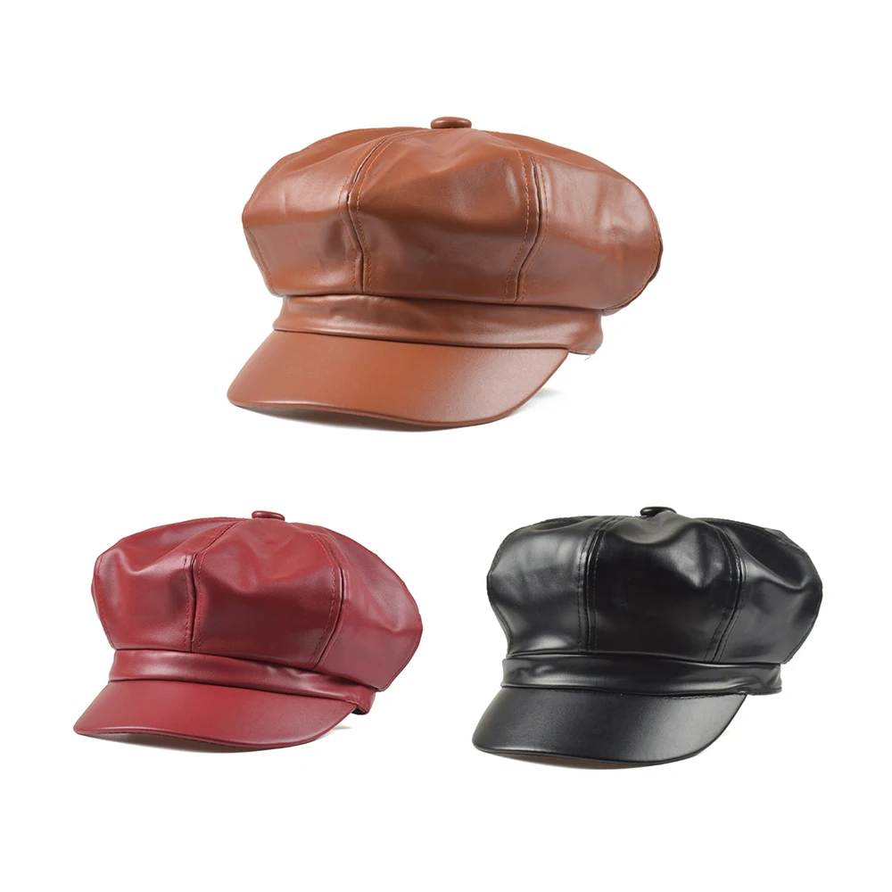 KLV Women Fashion Solid Color PU Leather Octagonal Cap Fashion Autumn Winter Caps Male Female Casual Vintage Hats Accessories
KLV Women Fashion Solid Color PU Leather Octagonal Cap Fashion Autumn Winter Caps Male Female Casual Vintage Hats Accessories