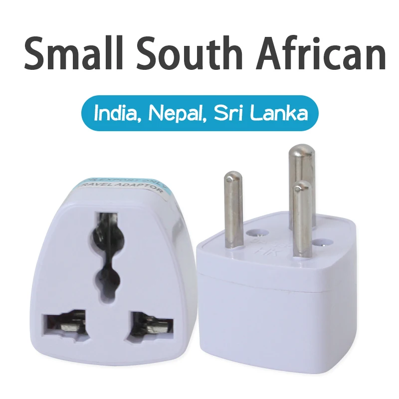 

1PC 3 pin India Travel Converter Adaptor AC Power Multi Outlet Adapter Socket Universal UK/US/EU/AU to Small South Africa Plug