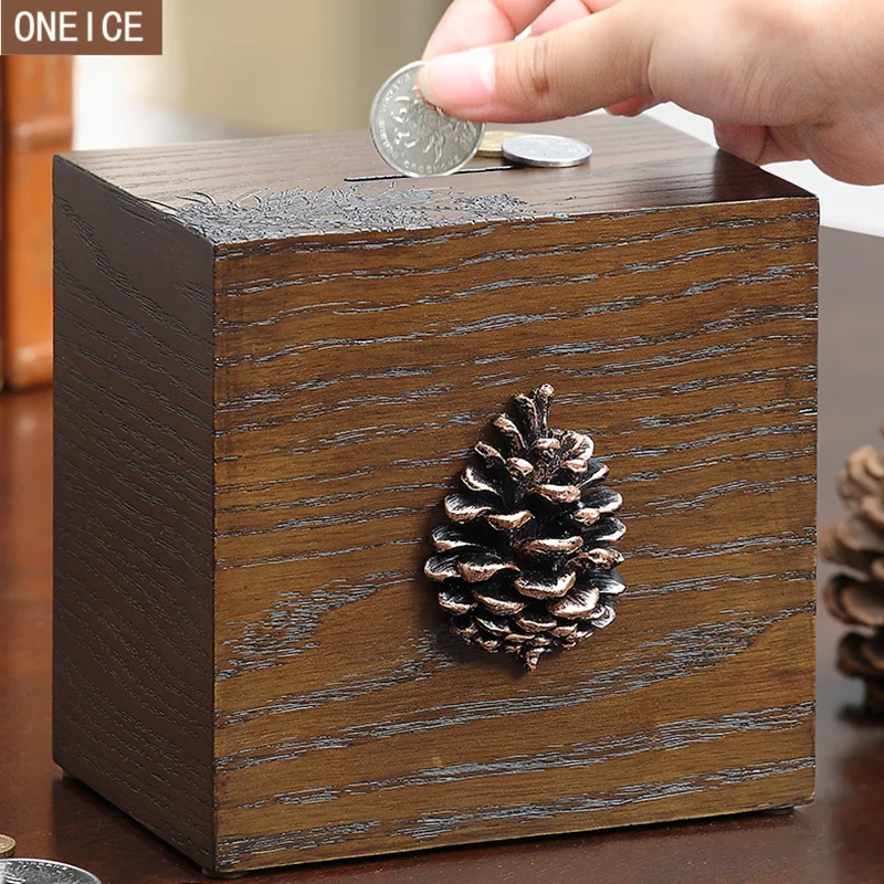 Retro piggy bank solid wood children's coin box large capacity banknote and coin money box home decoration money saving box
Retro piggy bank solid wood children's coin box large capacity banknote and coin money box home decoration money saving box