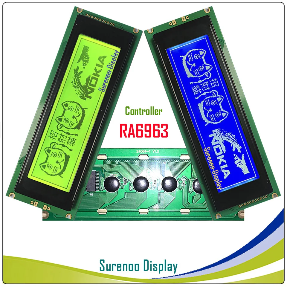24064 240*64 Graphic Matrix LCD Module Display Screen build-in RA6963 Controller Yellow Green Blue with Backlight
24064 240*64 Graphic Matrix LCD Module Display Screen build-in RA6963 Controller Yellow Green Blue with Backlight