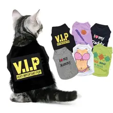 Love Cat Clothes Cotton Pet Shirt Clothing For Cats Vest Spring Summer Pet Vest Clothes For Cats Love Mommy Daddy Clothing