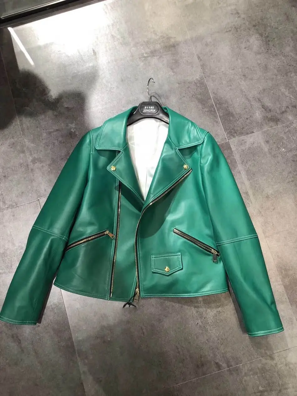 women fashion sheep leather genuine leather jacket (11)