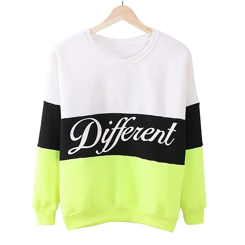 New Fashion Women Color Blocking Letter Printing Pullover Long Sleeve Sweater | Мать и ребенок