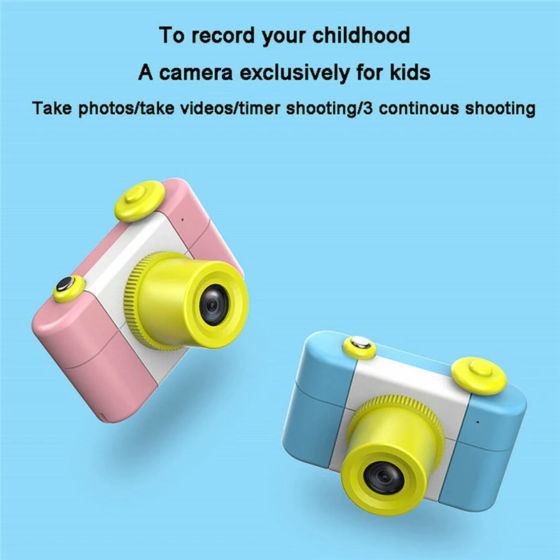 Cute Pink Blue 5MP 1080P HD 1.5 Inch Screen Mini Kid Children Camera Cartoon Digital Small SLR Camera Toy Gift