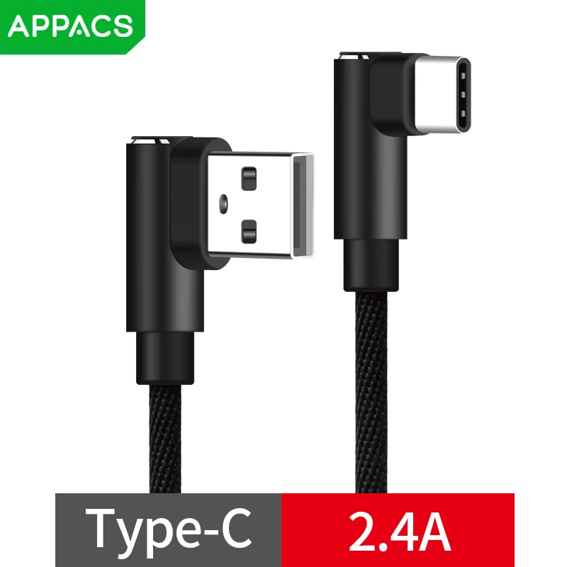 APPACS USB Type C Cable 2.4A USB C Charger Fast Data sync Charging 90 Degree Type-c Cable For Samsung Note 8 S8 Oneplus USB-C
APPACS USB Type C Cable 2.4A USB C Charger Fast Data sync Charging 90 Degree Type-c Cable For Samsung Note 8 S8 Oneplus USB-C