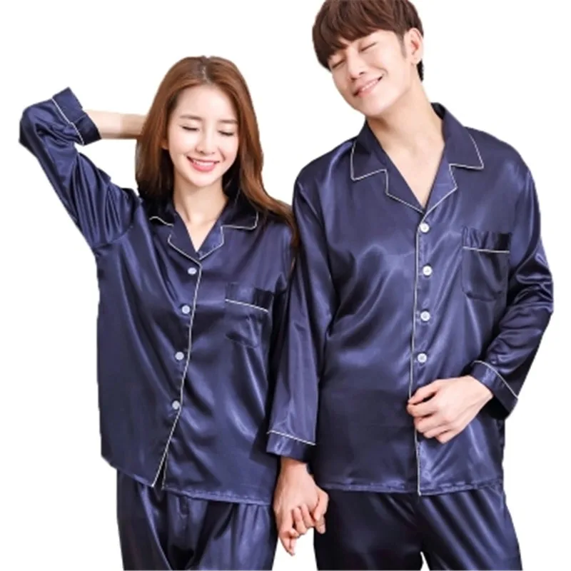 New Luxurious Silk Satin Couple Pajamas Set Long Sleeve Trousers Sleepwear Women Mens Silk Pyjamas Set Plus Size 3XL
New Luxurious Silk Satin Couple Pajamas Set Long Sleeve Trousers Sleepwear Women Mens Silk Pyjamas Set Plus Size 3XL