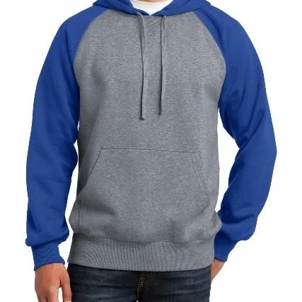 Sport-Tek ST267 Mens Raglan Colorblock Pullover Hooded Sweatshirt True Royal & Vintage Heather - 2XL (1)